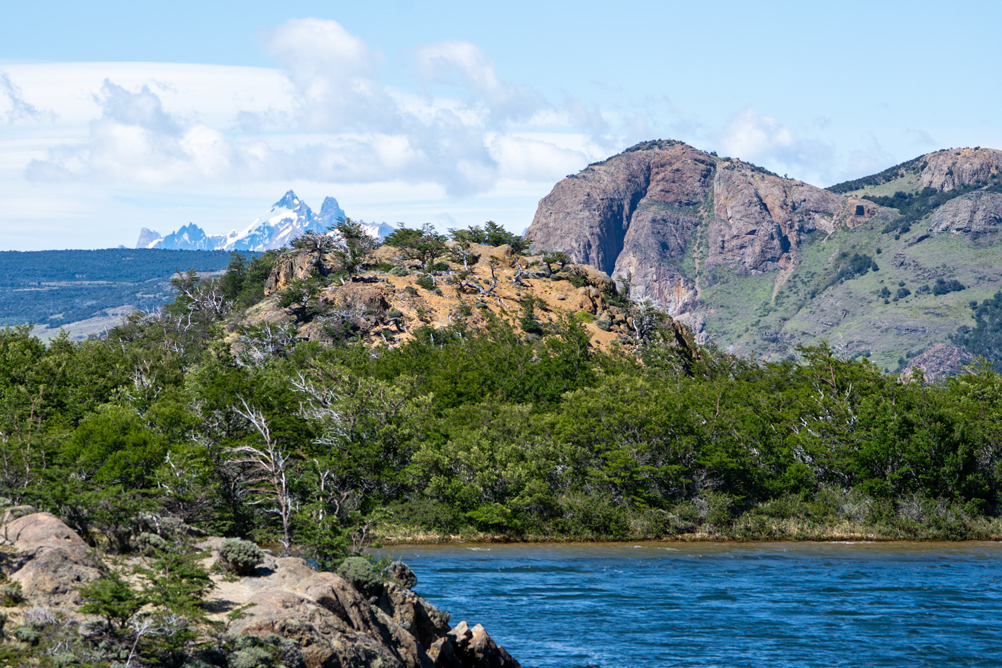 View over the lake to the impressive peak way to the south and Cerro Norte
